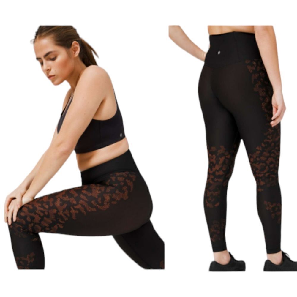 Lululemon Mapped Out High Rise Tight Black Brick Orange patterned leggings 2